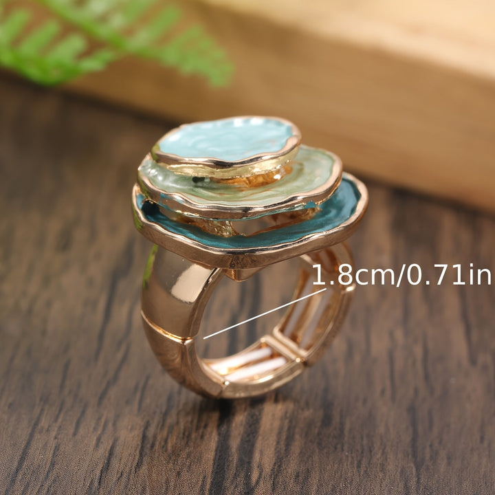 Boho three-layer enamel ring
