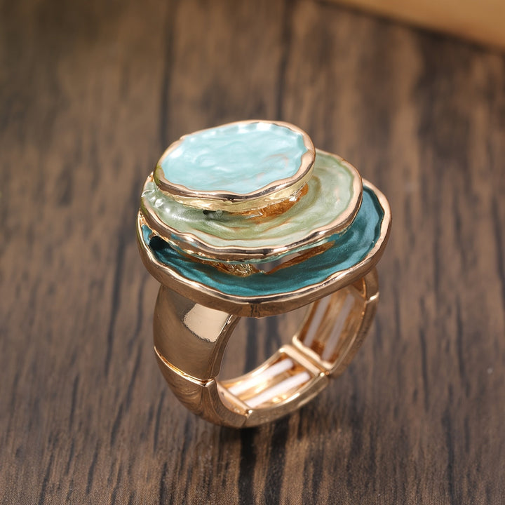 Boho three-layer enamel ring