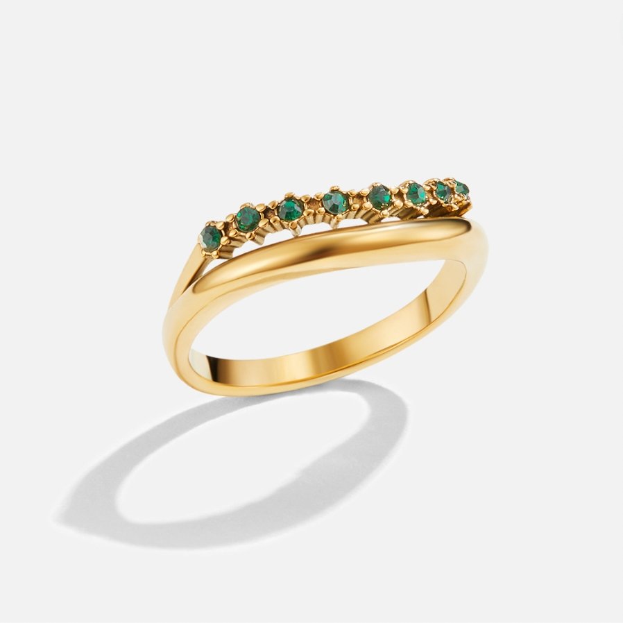 Celia - Layered Ring in Emerald Green