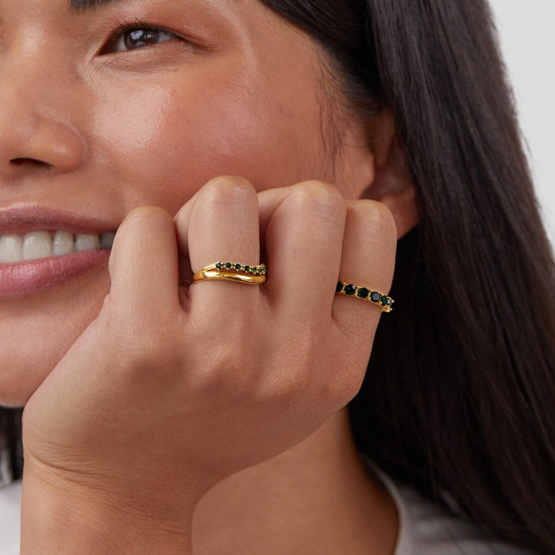 Celia - Layered Ring in Emerald Green