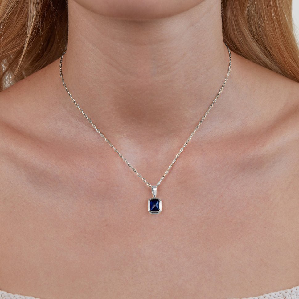 Silver Necklace with Ocean Blue Pendant
