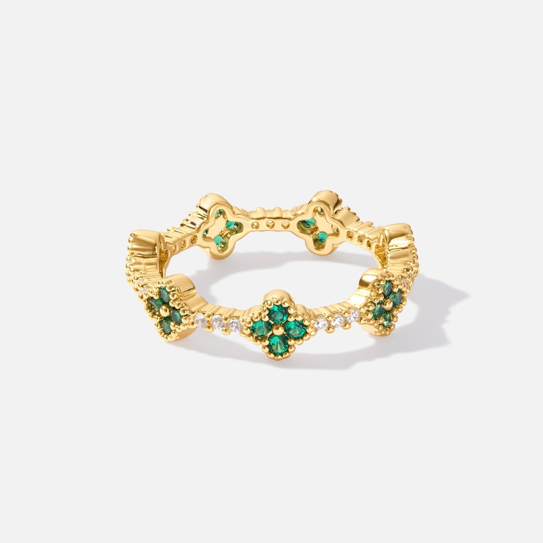 April - Clover Crystal Ring