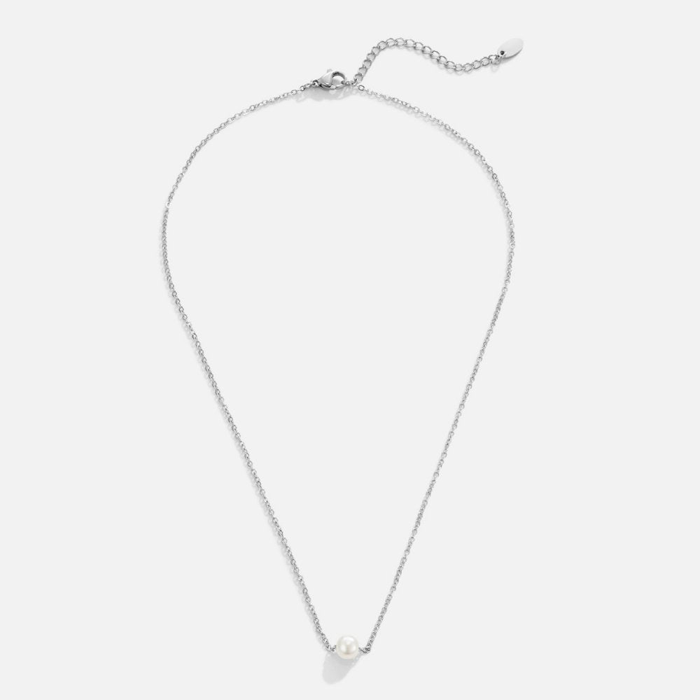 Silver Solitaire Pearl Necklace
